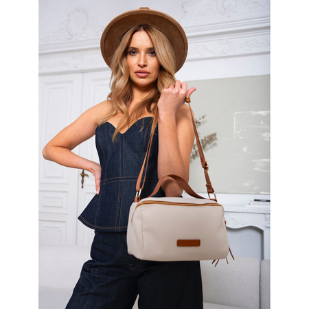 Damen Umhängetasche aus Nylon und Öko-Leder in Beige-Braun – Peterson