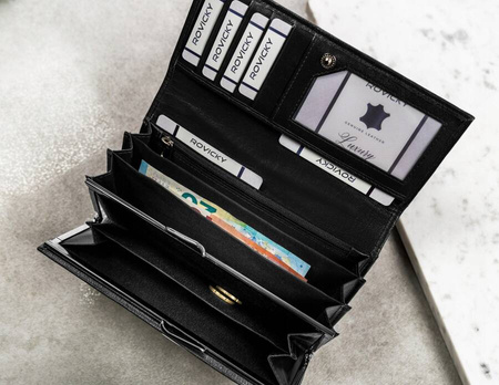 Damen Geldbörse aus Leder mit Druckknopf und RFID-Schutz – Cavaldi