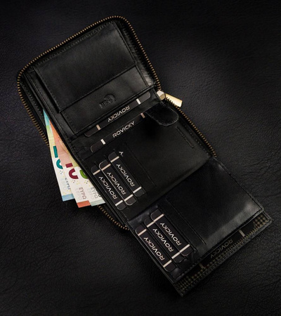 Große Geldbörse aus Leder im Hochformat mit RFID-System – Always Wild