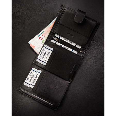 Herren Geldbörse aus schwarzem Leder mit Druckknopf – Ronaldo