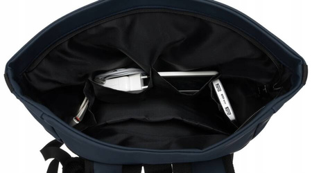 Geräumiger City-Rolltop-Rucksack in Dunkelblau mit Außentasche – Peterson