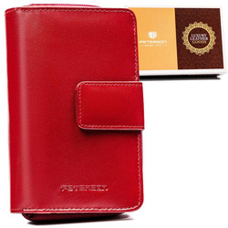 Großer Damen Geldbörse mit Druckknopf aus Leder – Peterson