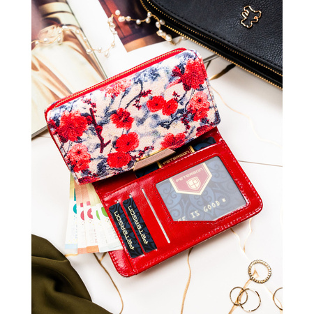 Modische, farbige Damen-Geldbörse aus Öko-Leder mit Blumenmuster - Peterson