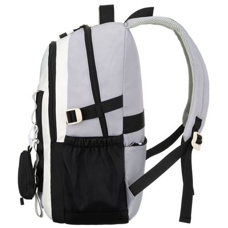 Schwarz-weißer Schulrucksack aus Polyester mit einer praktischen zusätzlichen Tasche – Peterson