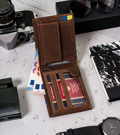 Herren Geldbörse horizontal mit dekorativer Prägung – Peterson