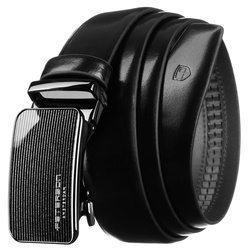 Herren-Gürtel aus Leder in Schwarz mit einer automatischen, silbernen Schnalle – Peterson