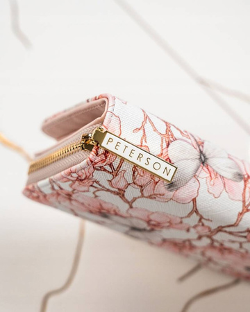 Große vertikale Damen Geldbörse aus Öko-Leder mit Blumenmuster – Peterson
