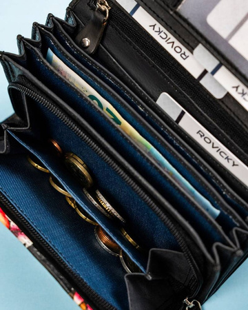 Große Damen Geldbörse aus Leder mit Druckknopf – Rovicky