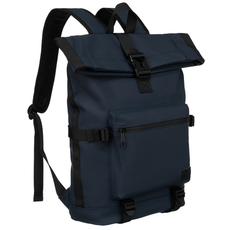 Geräumiger City-Rolltop-Rucksack in Dunkelblau mit Außentasche – Peterson