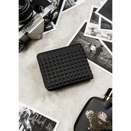 Schwarze Herren Geldbörse mit geometrischem Muster ohne äußeren Verschluss – Peterson