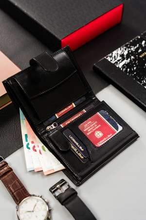 Kleine Herren Geldbörse aus Echtleder mit Druckknopf – Peterson