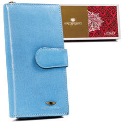 Große Damen Geldbörse aus Leder mit Reißverschluss und Druckknopf – Peterson