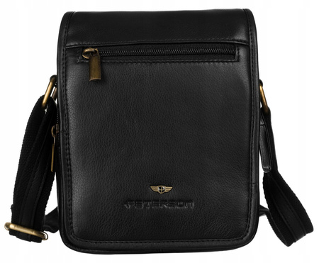 Herren Umhängetasche aus Leder mit Reißverschlusstasche – Peterson