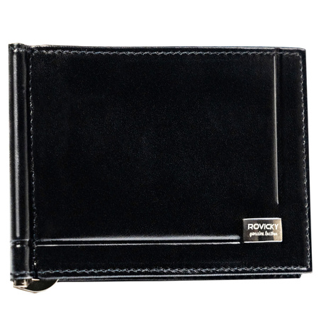 Elegante Herren Geldklammer schwarz aus Leder – Rovicky