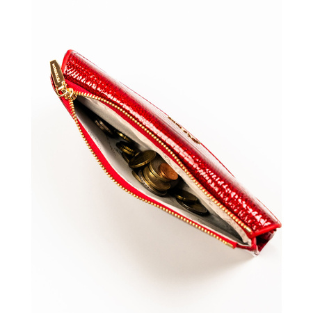 Horizontale Damen-Geldbörse aus Öko-Leder in Rot mit Krokodil-Prägung – Peterson