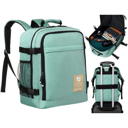 Türkiser Reiserucksack mit zwei Fächern, Koffergurt und USB-Anschluss – Peterson