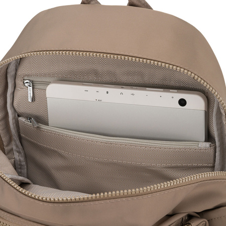 Beiger Damen-Rucksack aus Polyester, an verstellbaren Trägern hängend - Peterson