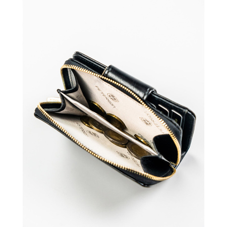 Elegante kleine Damen Geldbörse aus schwarzem Öko-Leder – Peterson