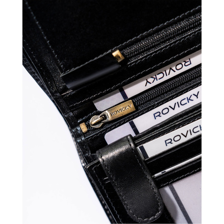 Schwarze Herren Geldbörse aus echtem Leder mit RFID – Rovicky