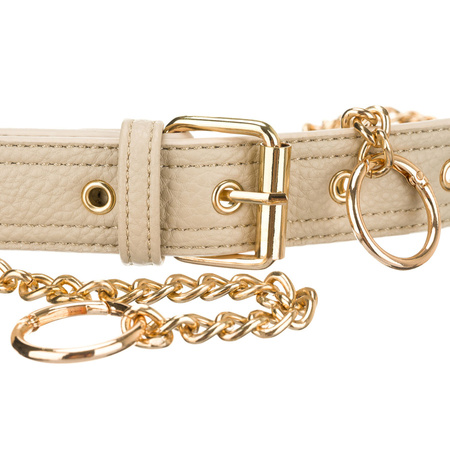 Beige Damen-Gürteltasche aus Öko-Leder mit Reißverschluss, getragen an einem verstellbaren Riemen – Peterson