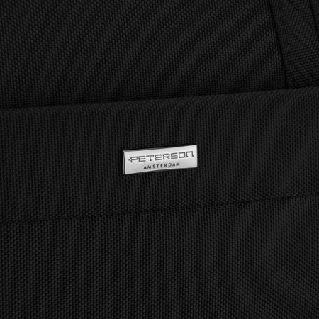 Herren-Laptoptasche aus strapazierfähigem Cordura in Schwarz, mit Reißverschluss – Peterson