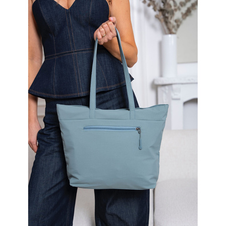 Blaue Damen Shopper aus Polyester mit Fronttasche – Peterson