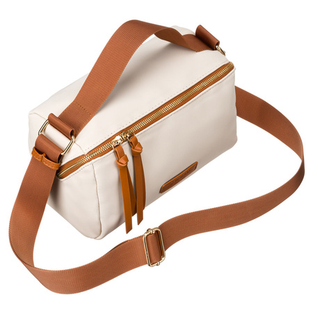 Damen Umhängetasche aus Nylon und Öko-Leder in Beige-Braun – Peterson