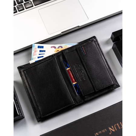 Herren Geldbörse aus Leder als Geschenk mit Schlüsselanhänger und Survival-Karte – Peterson