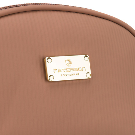 Kosmetiktasche aus synthetischem Material in Beige, ein Hauptfach mit Reißverschluss – Peterson