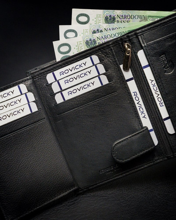 Faltbare vertikale Herren Geldbörse mit Reißverschlussfach – Rovicky