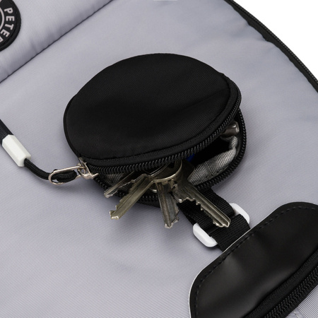 Grau-schwarzer Schulrucksack aus Polyester mit zusätzlicher Tasche - Peterson