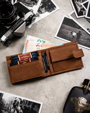 Geschenkset: Kleine Herren Geldbörse aus Leder und Schlüsselanhänger – Peterson