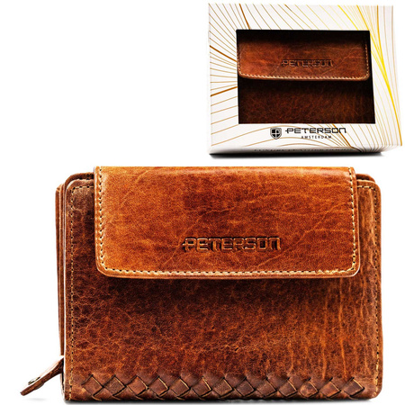 Damen Geldbörse aus Leder mit Druckknopf und RFID – Peterson