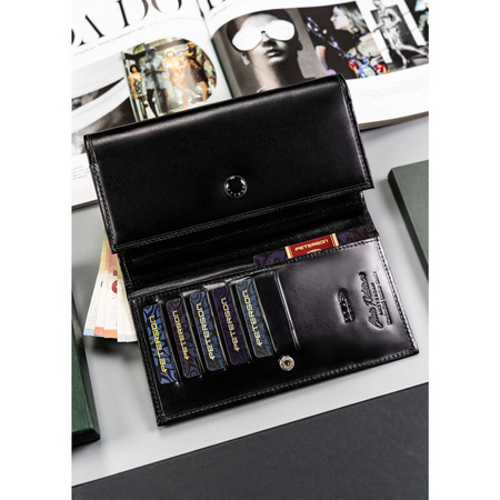 Schwarze Damen Geldbörse aus Leder mit RFID – Peterson