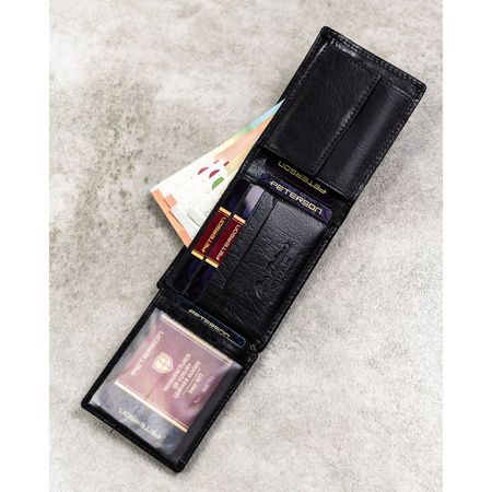 Schwarze Herren-Geldbörse aus echtem Leder mit RFID-System – Peterson