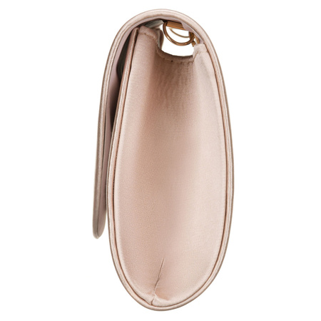 Elegante Damen-Clutch in Beige aus Synthetikstoff und an einer Kette hängend - Rovicky