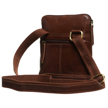 Elegante braune Herren-Umhängetasche aus echtem Leder mit Etui im Set – Peterson