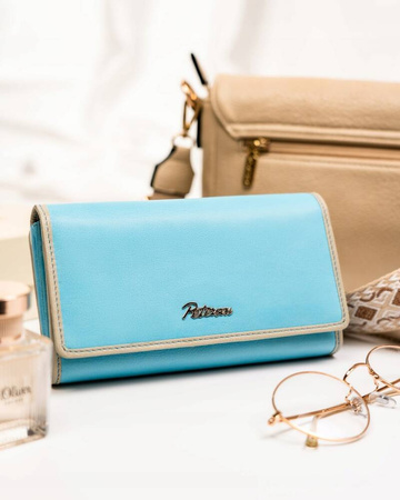 Geräumige Damen Geldbörse aus Leder mit Druckknopf und Reißverschluss – Peterson