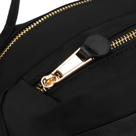 Schwarze Damen-Umhängetasche aus Nylon, ein Hauptfach und mit Reißverschluss geschlossen - Peterson