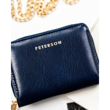 Kleine dunkelblaue Damen Geldbörse aus Öko-Leder mit RFID-Schutz – Peterson