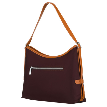 Bordeauxfarbene Damen-Umhängetasche aus Polyester und Öko-Leder mit Reißverschluss – Peterson