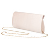 Elegante Damen-Clutch in Beige aus Synthetikstoff und an einer Kette hängend - Rovicky