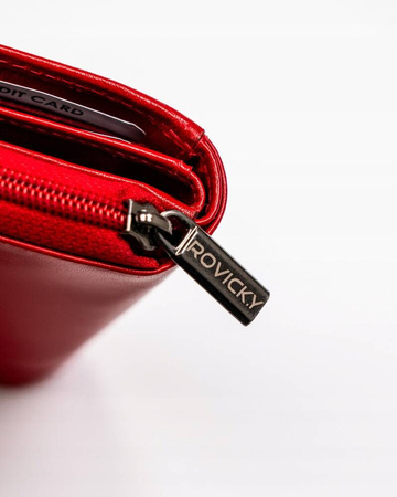 Damen Geldbörse aus Leder mit Reißverschluss und Druckknopf – Rovicky