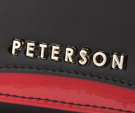 Schwarz-rote Damen Geldbörse aus Echtleder mit Akzent – Peterson