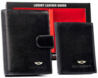 Geschenkset: Herren Geldbörse aus Leder, Kartenetui und Schlüsselanhänger – Peterson