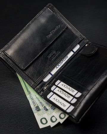 Geräumige vertikale Herren Geldbörse aus Echtleder ohne Verschluss – Rovicky