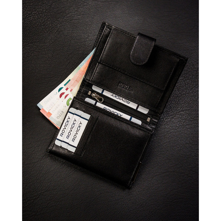 Herren Geldbörse aus schwarzem Leder mit Druckknopf – Ronaldo