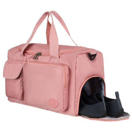 Rosa Wochenendtasche aus Polyester mit Außentaschen – Peterson