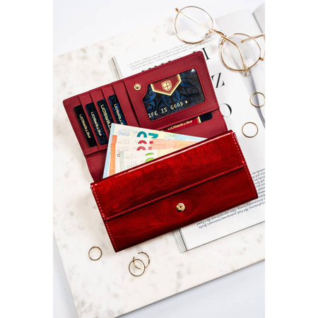 Rote Damen Geldbörse mit Münzfach und Druckknopf – Peterson