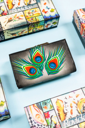 Große Damen Geldbörse mit Druckknopf aus echtem Leder – Rovicky